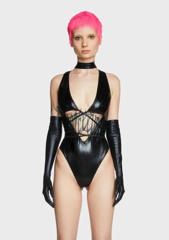 Want To Believe Bodysuit And Gloves Set sold by Dolls Kill