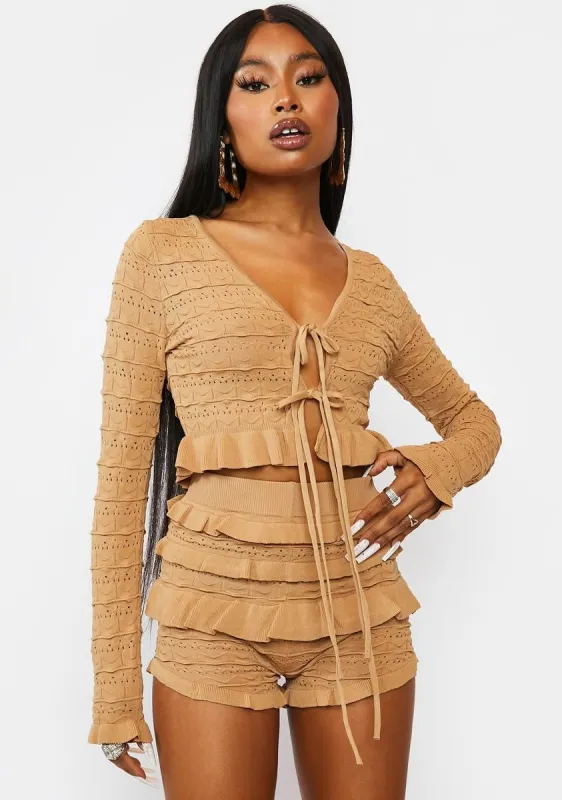 Taupe Trending Next Crop Sweater Top sold by Dolls Kill
