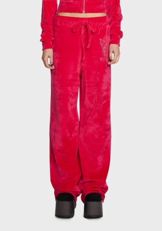 Kuromi Velour Hot Fix Embroidered Joggers sold by Dolls Kill