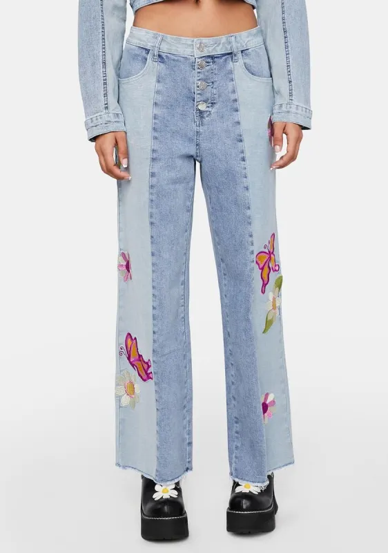 ★人気【DOLLS KILL】Fluttering Muse Wide Leg Jeans★ Fluttering Muse Wide Leg Jeans | Parallel
