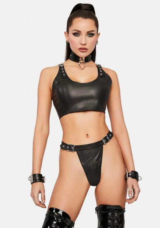 Freak Me Vegan Leather Lingerie Set sold by Dolls Kill