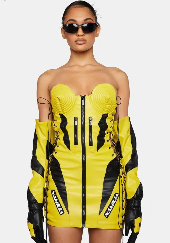 Yellow Moto Cone Dress sold by Dolls Kill