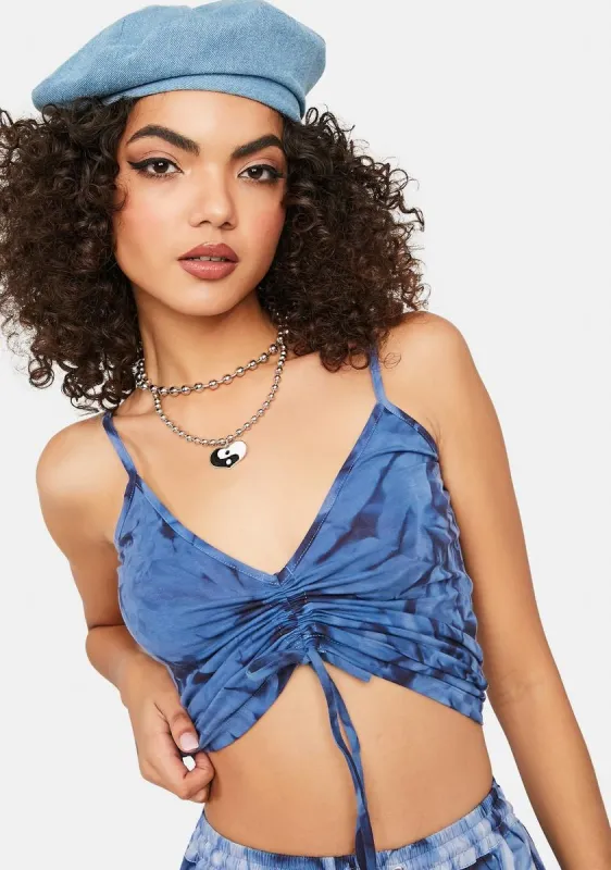 Navy Island Life Ruched Tie Dye Top sold by Dolls Kill