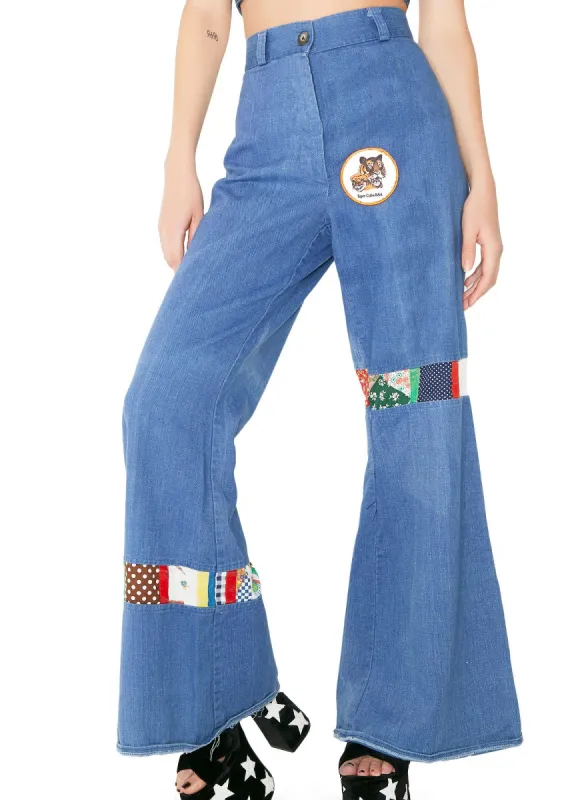 Vintage Denim Patchwork Bell Bottoms sold by Dolls Kill