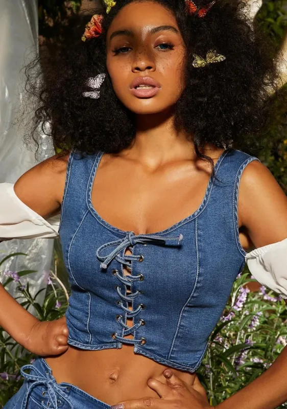 It's All Love Denim Top sold by Dolls Kill