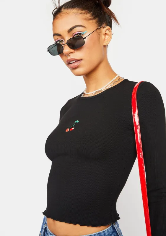 Late Random Thoughts Long Sleeve Crop Top sold by Dolls Kill