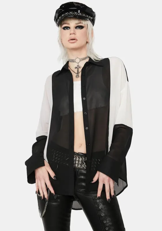 Ink Borrowed Notes Color Block Blouse sold by Dolls Kill