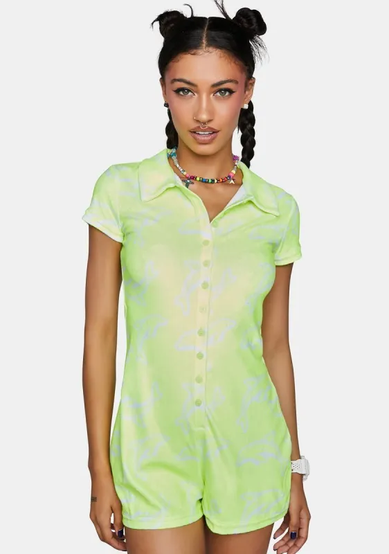 Flipper Dolphin Print Toweling Playsuit sold by Dolls Kill