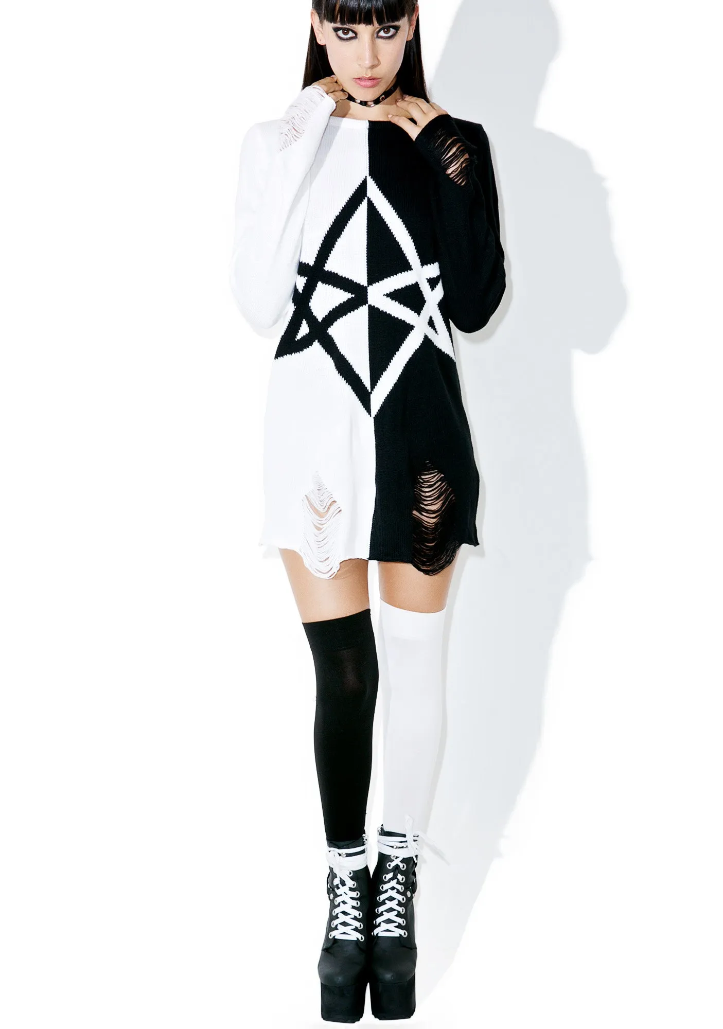 Hexagram Split-Knit Sweater sold by Dolls Kill product image thumbnail 3