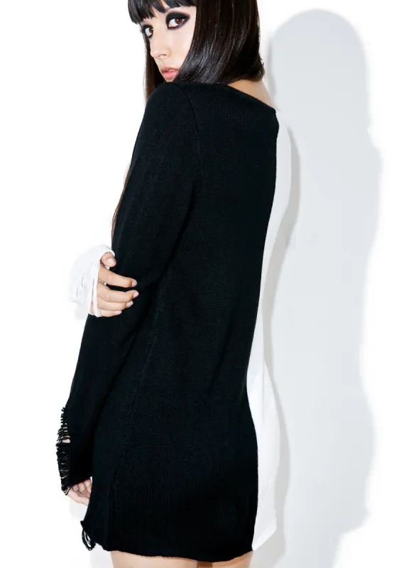 Hexagram Split-Knit Sweater sold by Dolls Kill