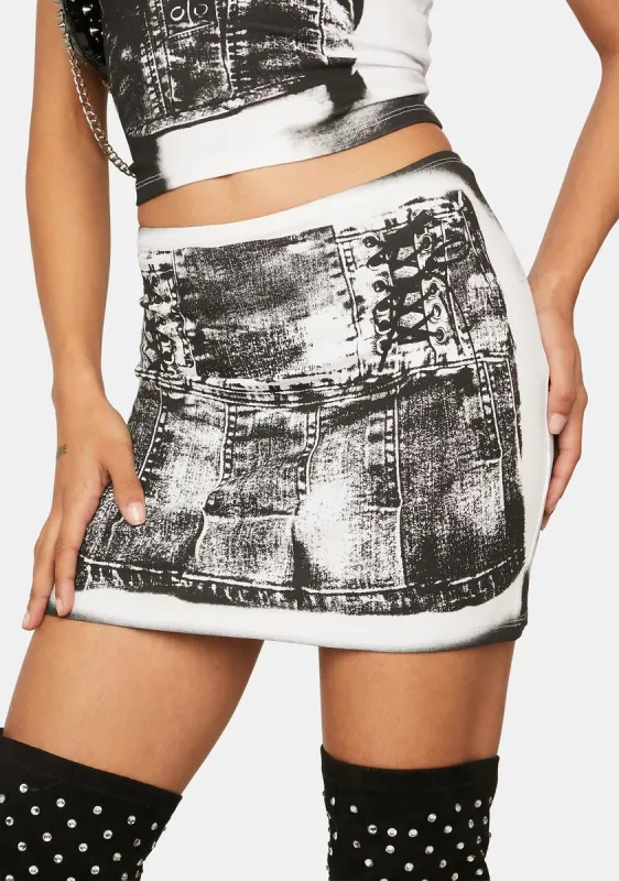 Bodice Print Mini Skirt sold by Dolls Kill