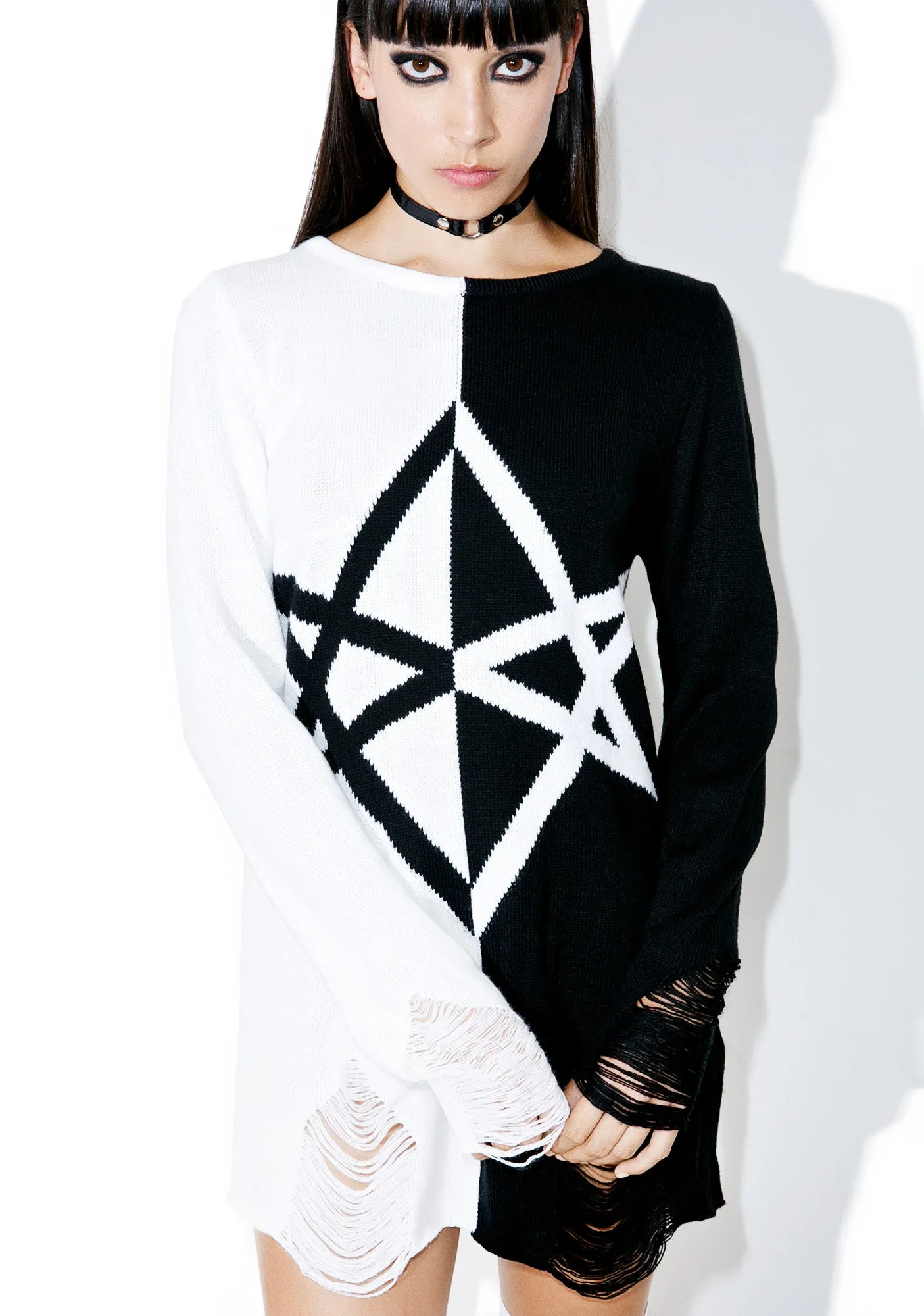 Hexagram Split-Knit Sweater sold by Dolls Kill product image thumbnail 2