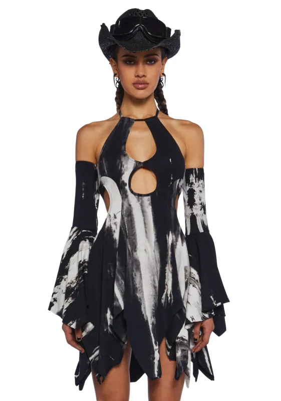 Surreal Mirage Handkerchief Dress - Black/White sold by Dolls Kill