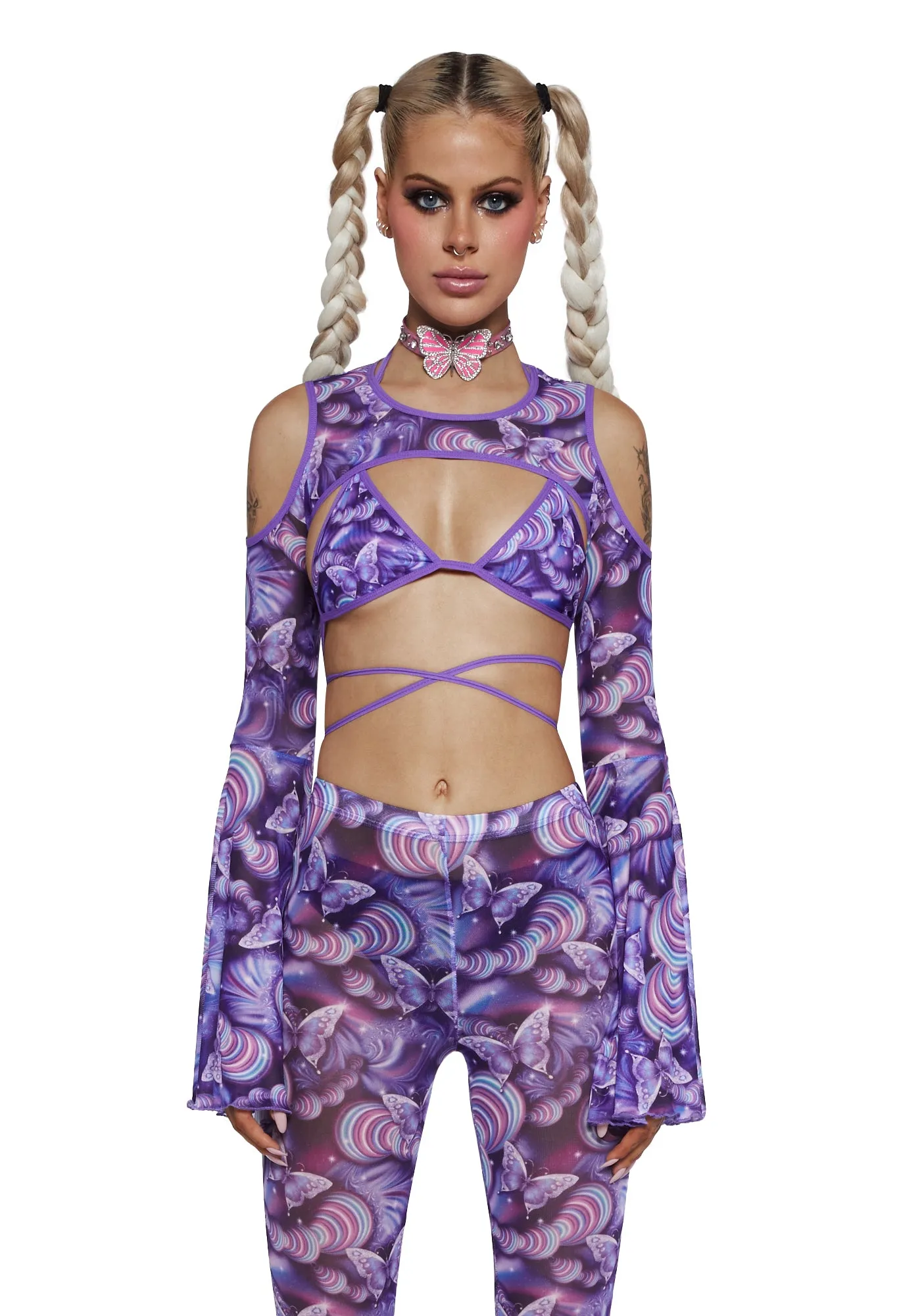 Pixie Wishes Printed Shrug - Purple sold by Dolls Kill