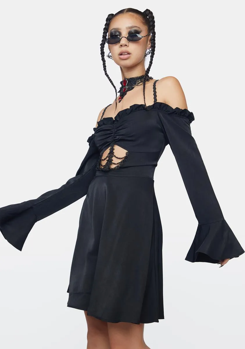 Off Shoulder Ribs Cutout Mini Dress sold by Dolls Kill product image thumbnail 2