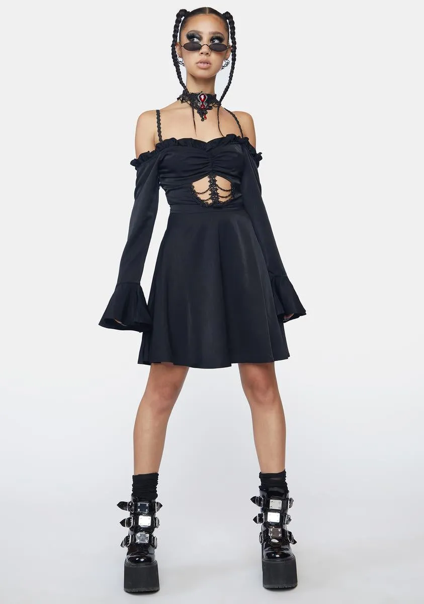 Off Shoulder Ribs Cutout Mini Dress sold by Dolls Kill product image thumbnail 3