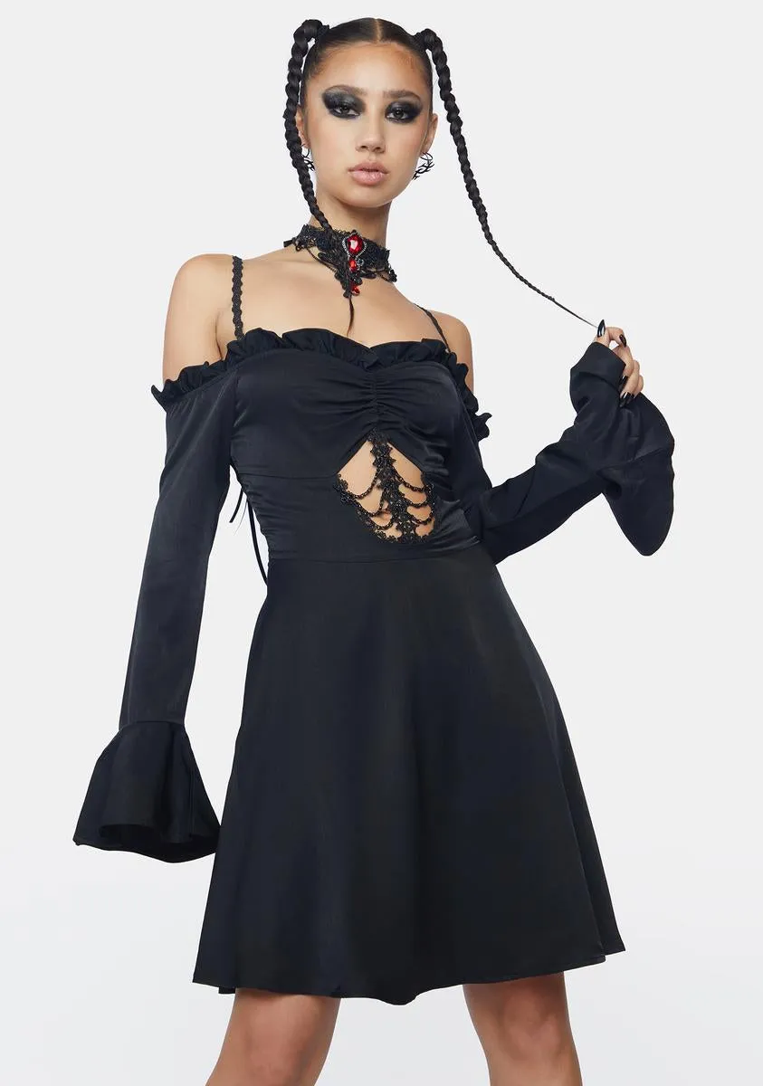 Off Shoulder Ribs Cutout Mini Dress sold by Dolls Kill