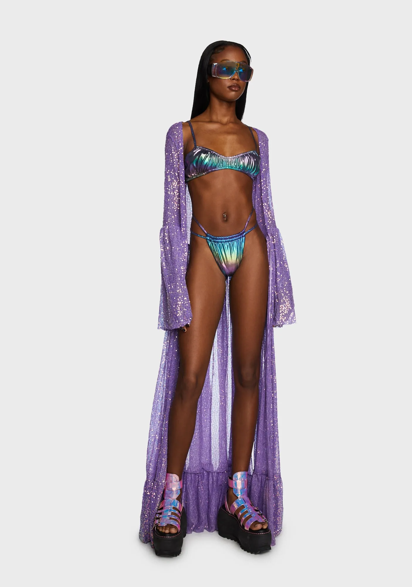 Reflective Ruched Bikini Set sold by Dolls Kill product image thumbnail 5