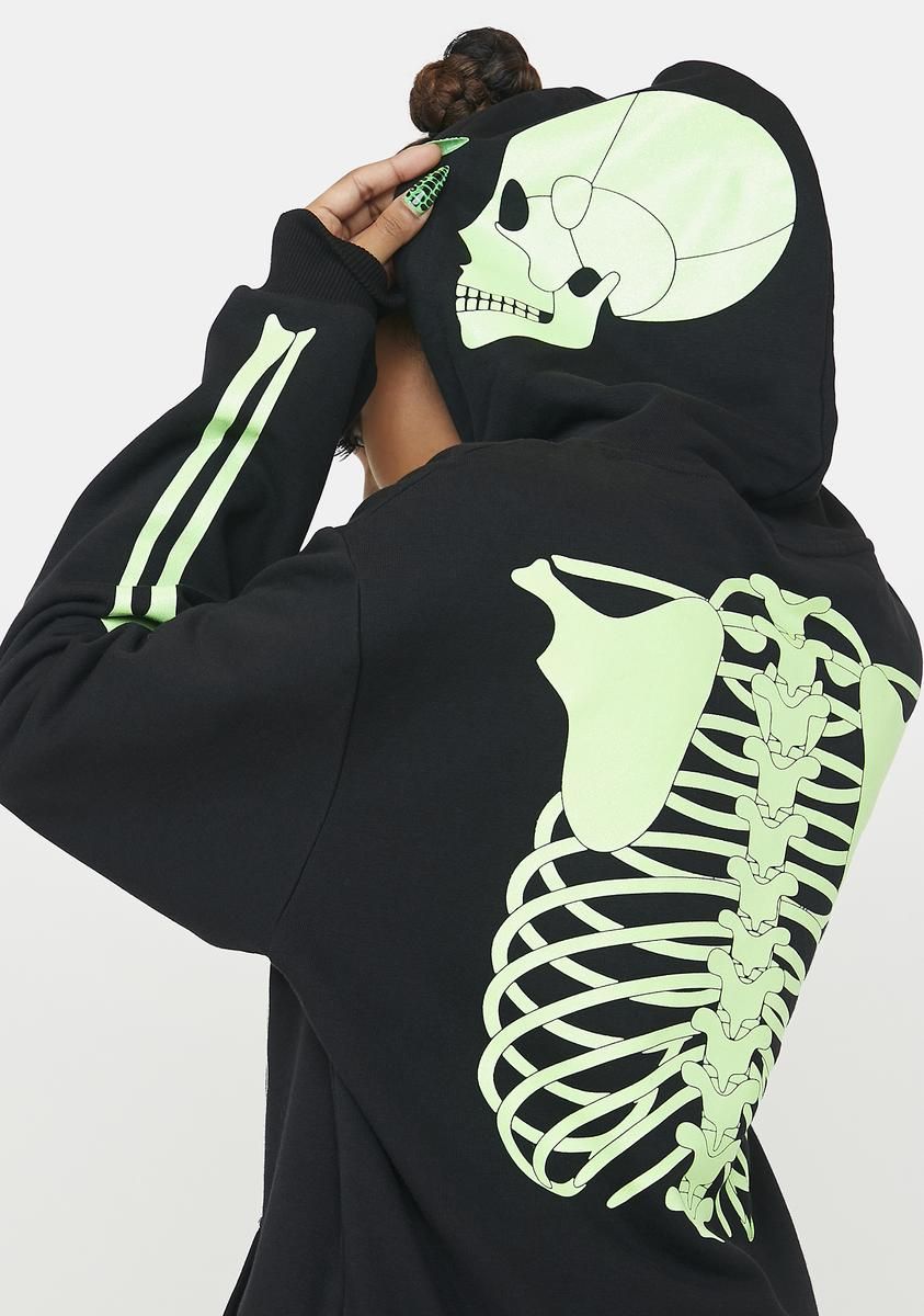 Glitter Skeleton Graphic Hoodie sold by Dolls Kill product image thumbnail 2