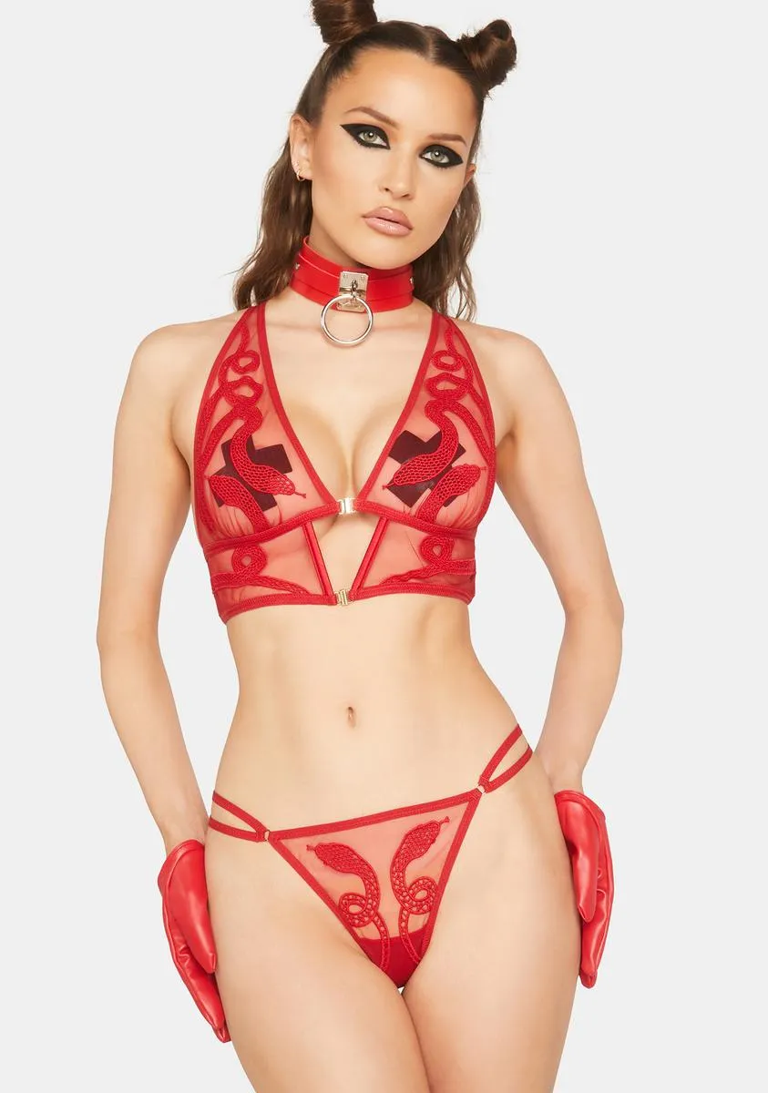 Red Medusa Embroidered Thong sold by Dolls Kill product image thumbnail 2