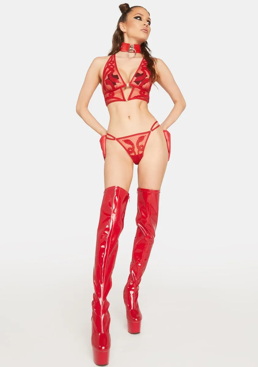 Red Medusa Embroidered Thong sold by Dolls Kill product image thumbnail 3