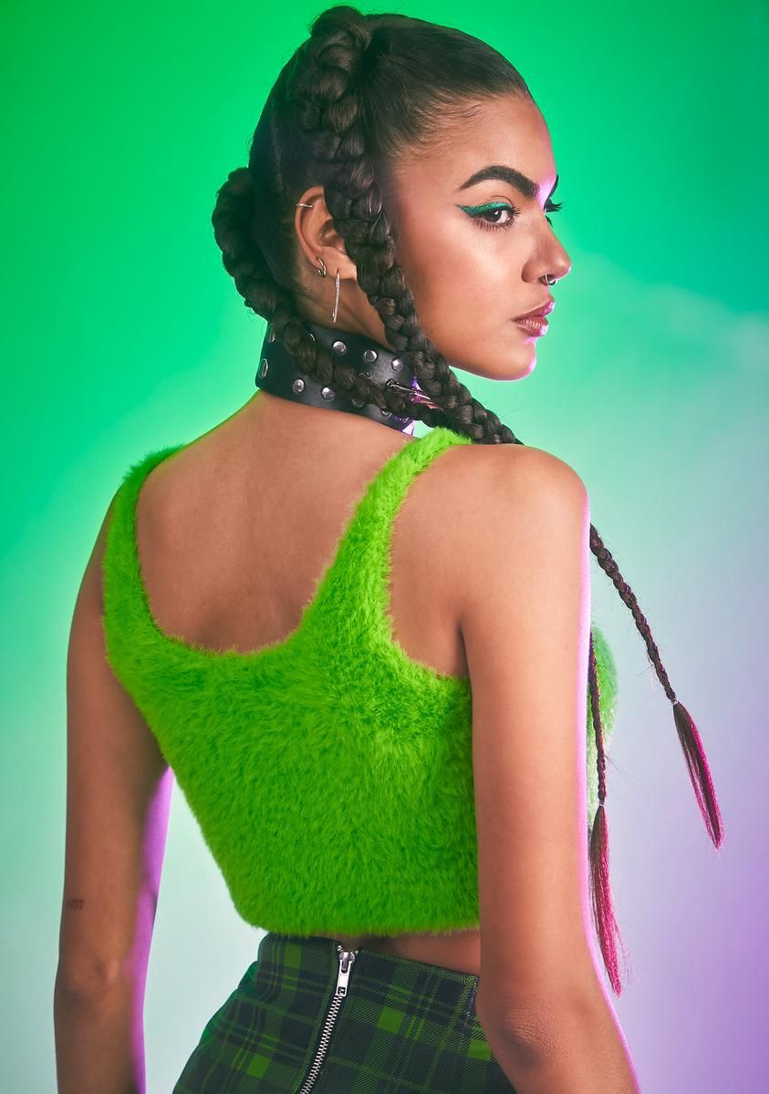 Flaunt What You Got Fuzzy Crop Tank sold by Dolls Kill product image thumbnail 4