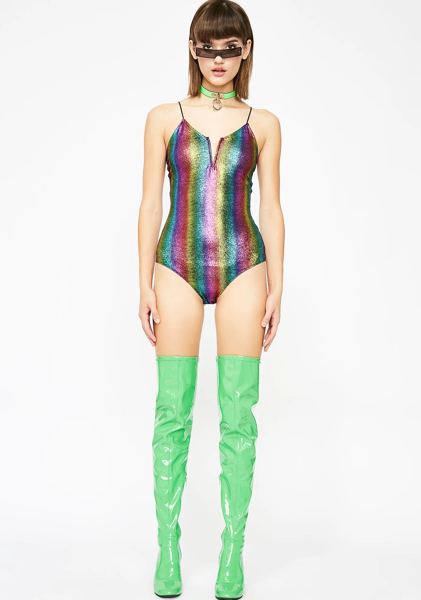 Color Waves Metallic Bodysuit sold by Dolls Kill product image thumbnail 3
