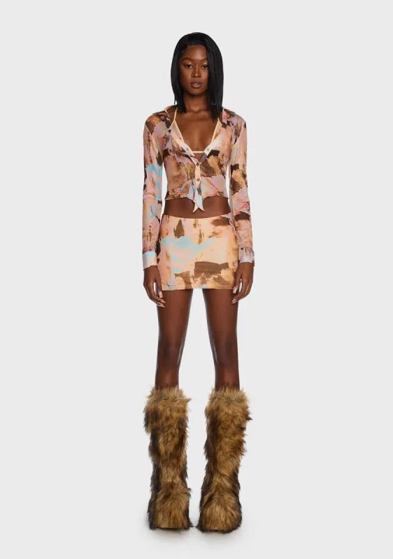 Blush Flirty Distraction Skirt Set sold by Dolls Kill