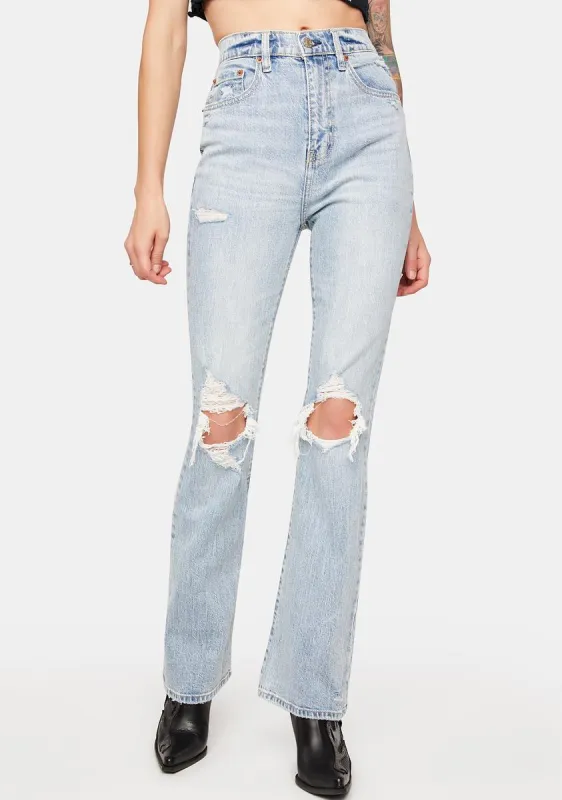 Just Kissed Go-Getter High Rise Flare Jeans sold by Dolls Kill