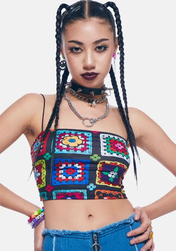 Not So Clueless Crochet Print Top sold by Dolls Kill