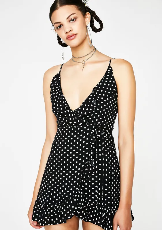 Poppin Polka Dot Wrap Dress sold by Dolls Kill