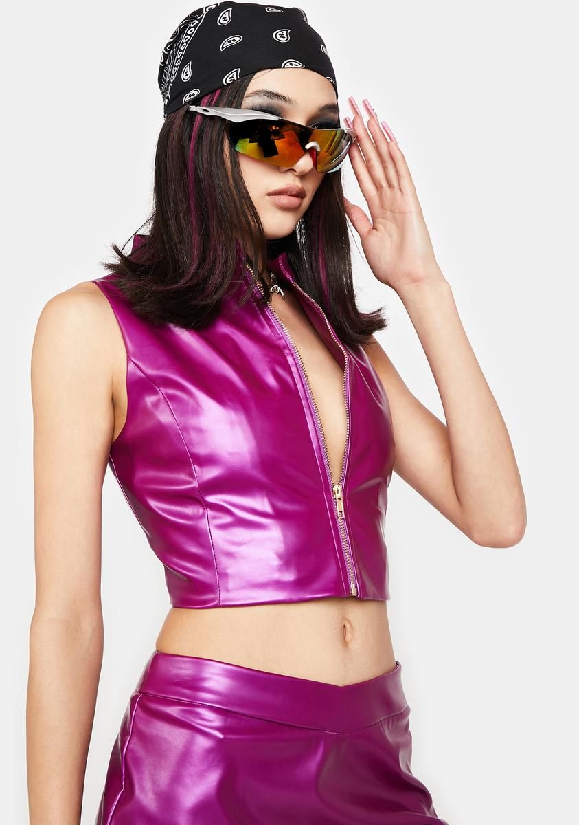 Plum Search The World Zip-Up Vest sold by Dolls Kill product image thumbnail 2