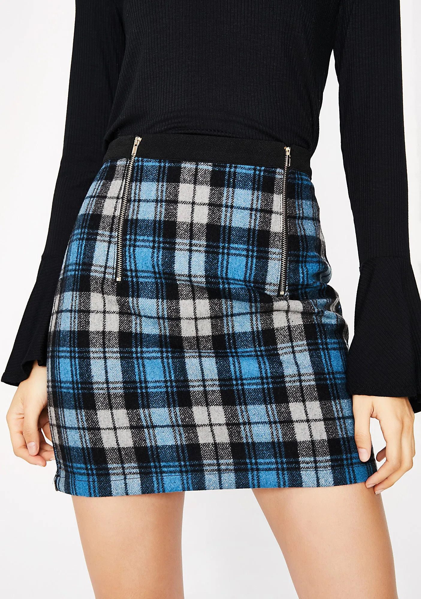 Sky Break Time Plaid Skirt sold by Dolls Kill