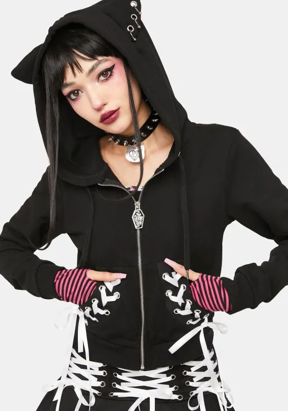 Fur Real Kitty Ear Hoodie sold by Dolls Kill