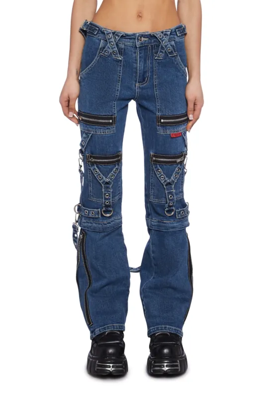 Zip to Zip Pants - Blue Denim sold by Dolls Kill