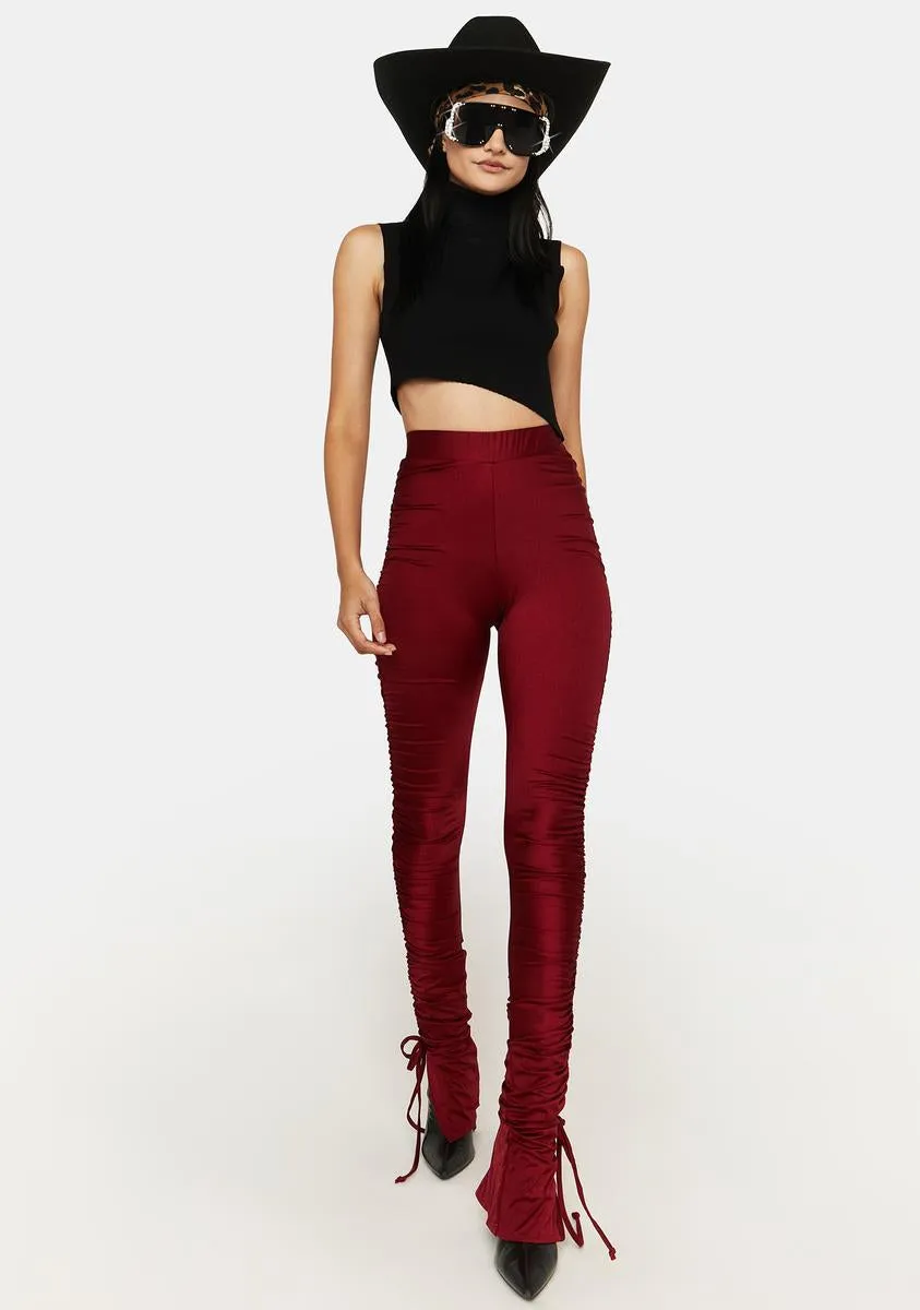 Wine Best Kind Of Friend Ruched Leggings sold by Dolls Kill product image thumbnail 3