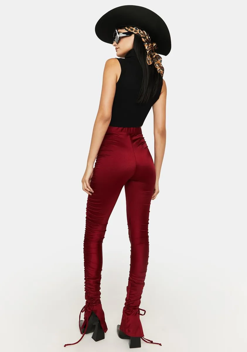 Wine Best Kind Of Friend Ruched Leggings sold by Dolls Kill product image thumbnail 4