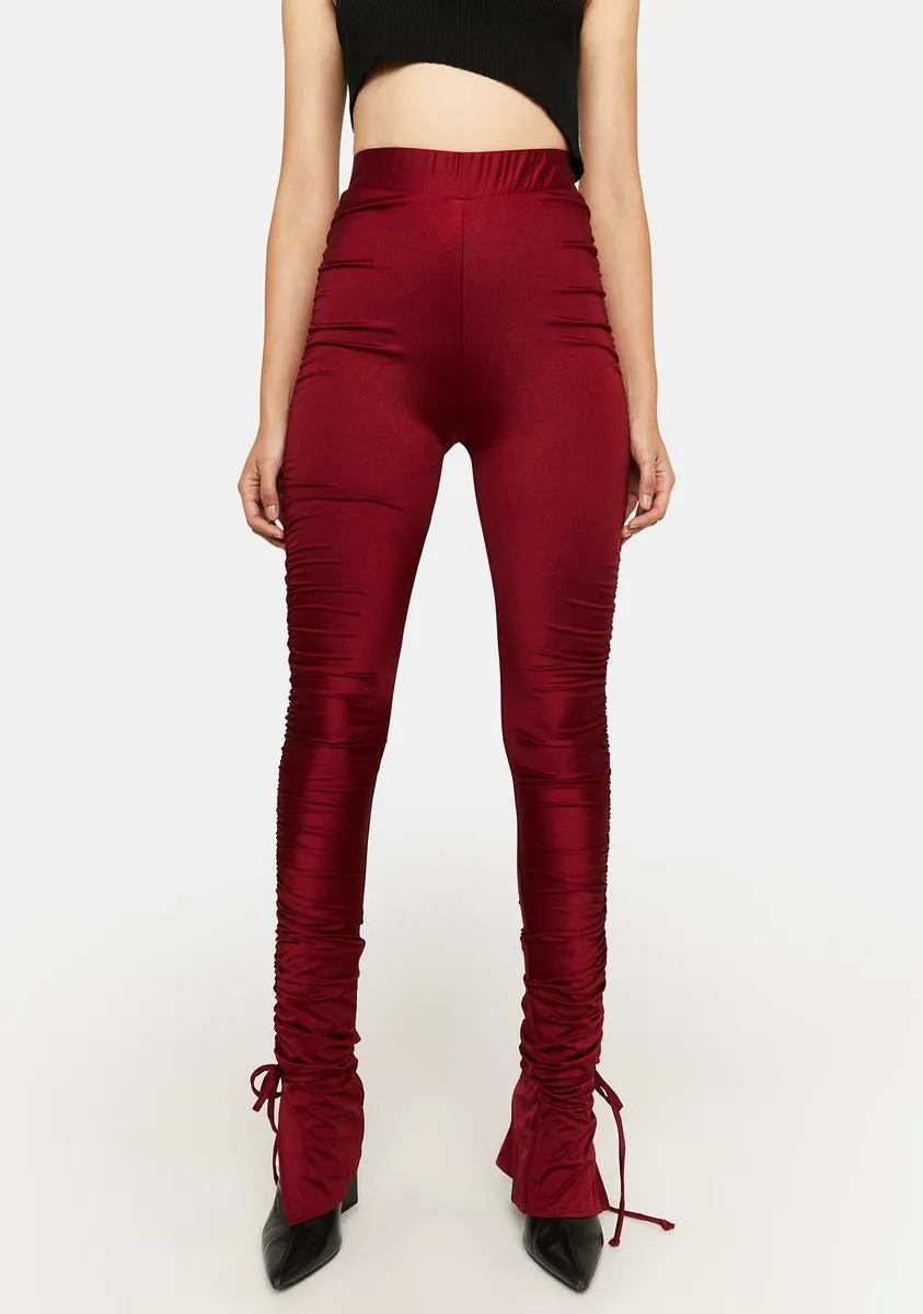 Wine Best Kind Of Friend Ruched Leggings sold by Dolls Kill