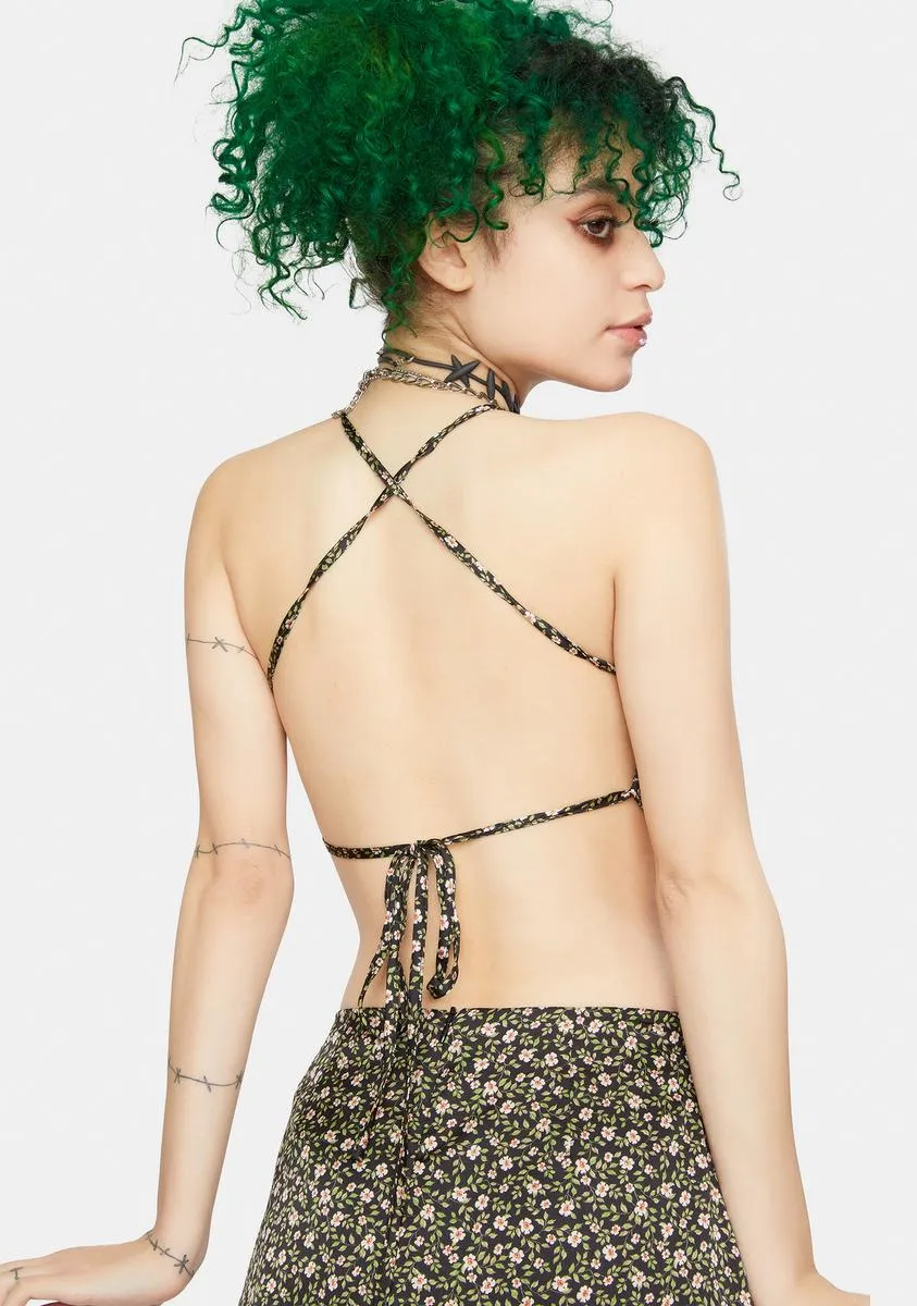 Black Floral Halter Top sold by Dolls Kill product image thumbnail 4