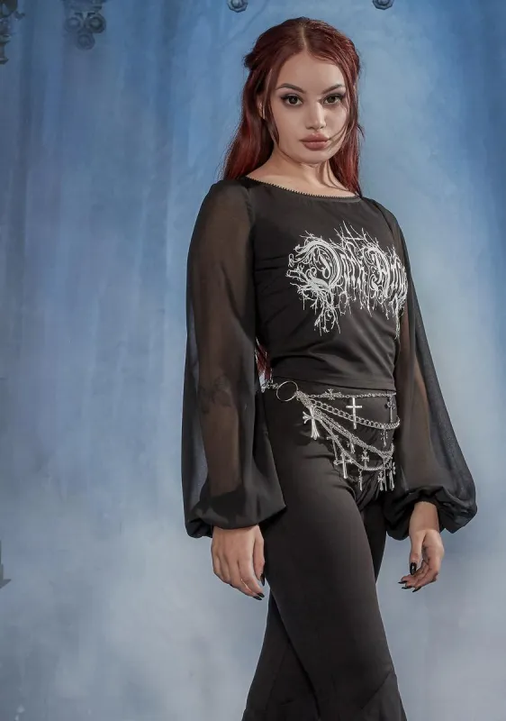 Angel Of Death Chiffon Sleeve Top sold by Dolls Kill
