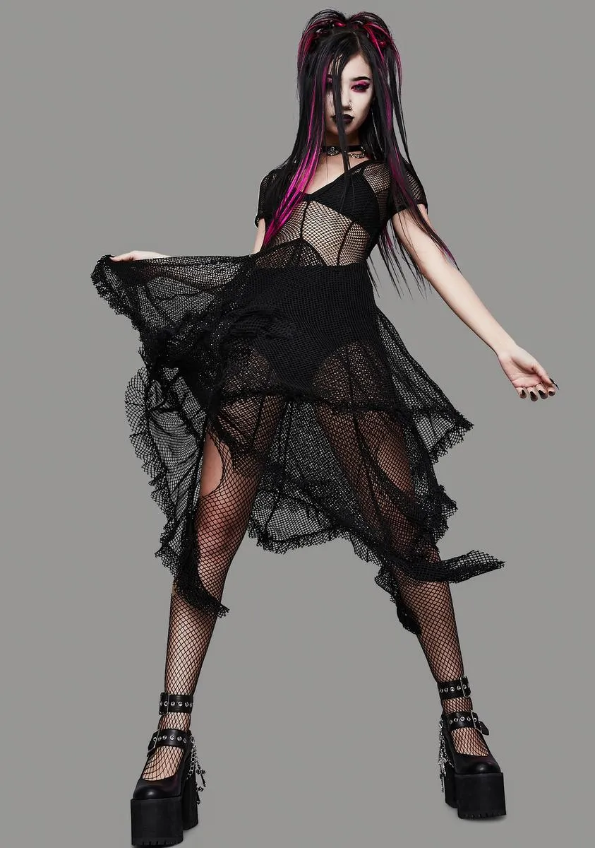 Toxic Valentine Fishnet Midi Dress sold by Dolls Kill product image thumbnail 3