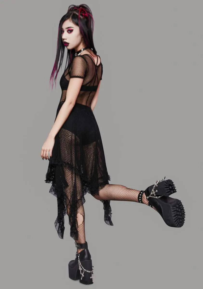 Toxic Valentine Fishnet Midi Dress sold by Dolls Kill product image thumbnail 4