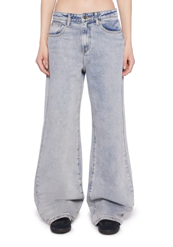 High Rise Wide Leg Palazzo Denim Jeans sold by Dolls Kill