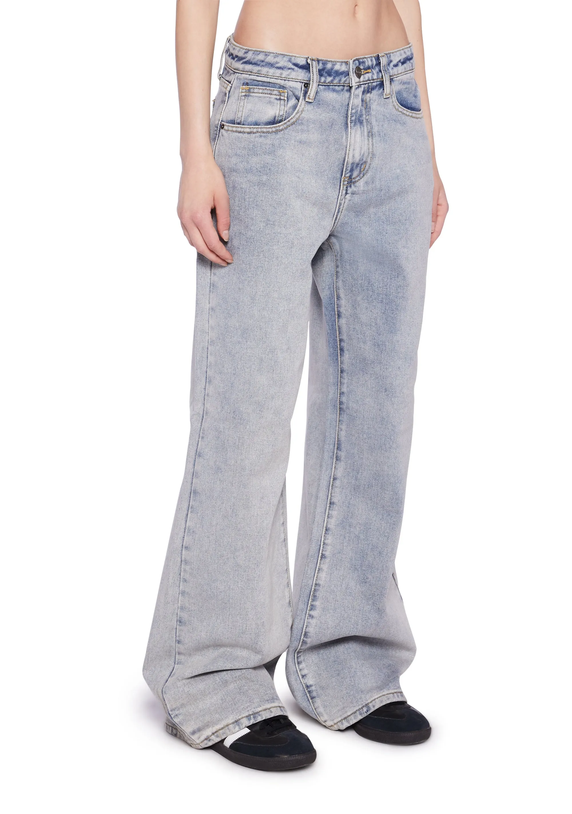 High Rise Wide Leg Palazzo Denim Jeans sold by Dolls Kill product image thumbnail 4