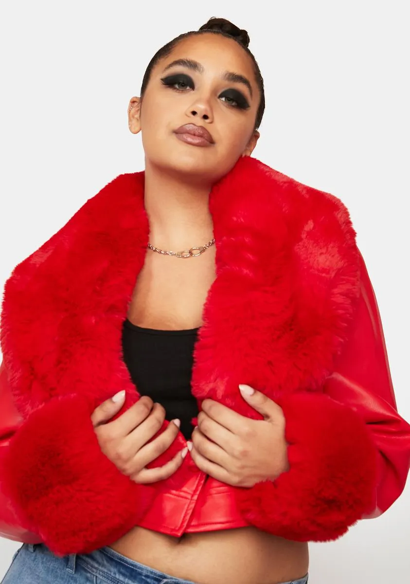 Red Plus Giselle Faux Fur Coat sold by Dolls Kill