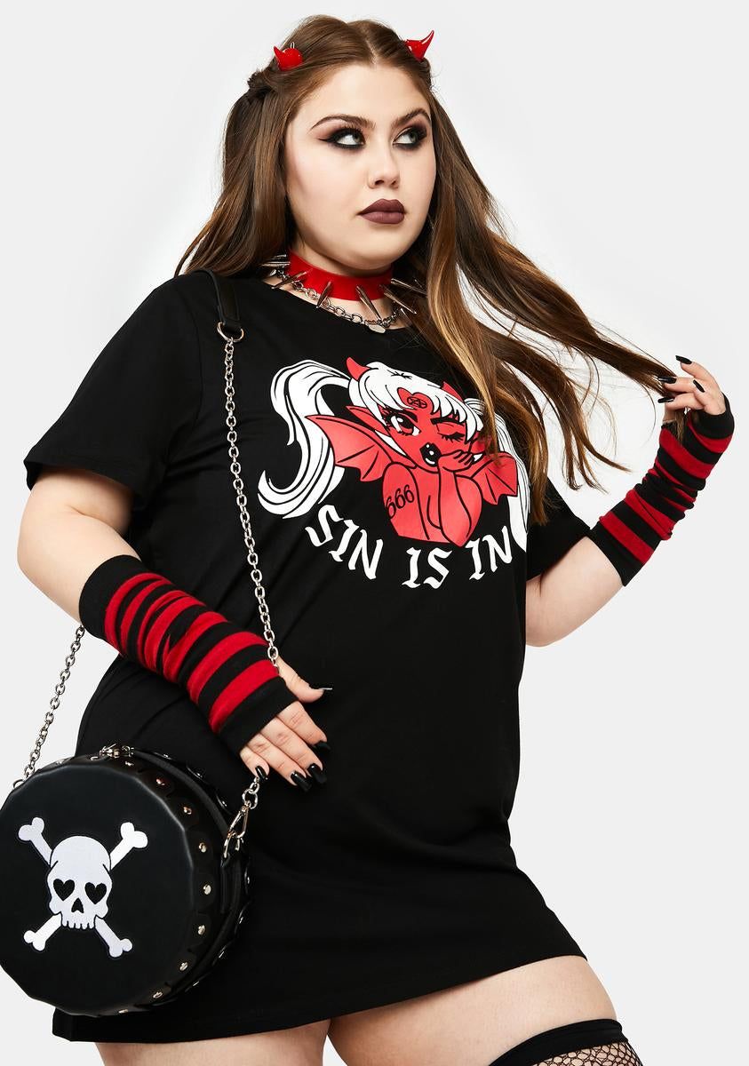 Plus Sin Is In Oversized Graphic Tee sold by Dolls Kill product image thumbnail 2