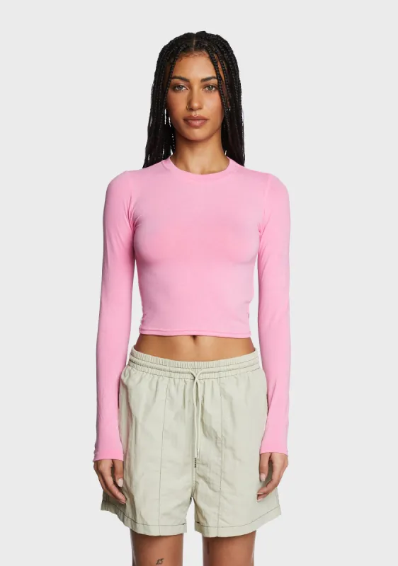Hair Flip Long Sleeve Top - Pink sold by Dolls Kill
