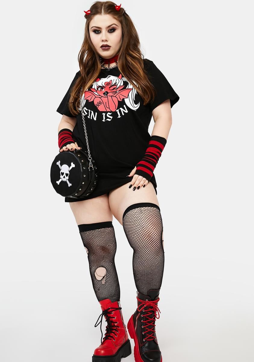 Plus Sin Is In Oversized Graphic Tee sold by Dolls Kill product image thumbnail 3
