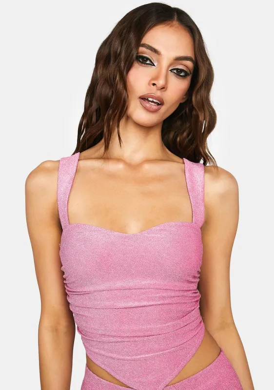 Pink Glitter Corset Top sold by Dolls Kill
