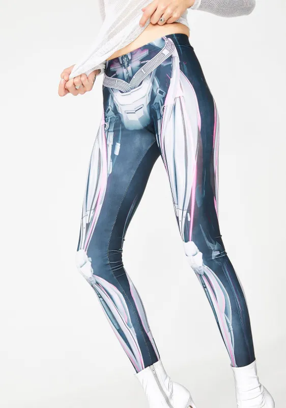 Magenta Mechanical Leggings sold by Dolls Kill